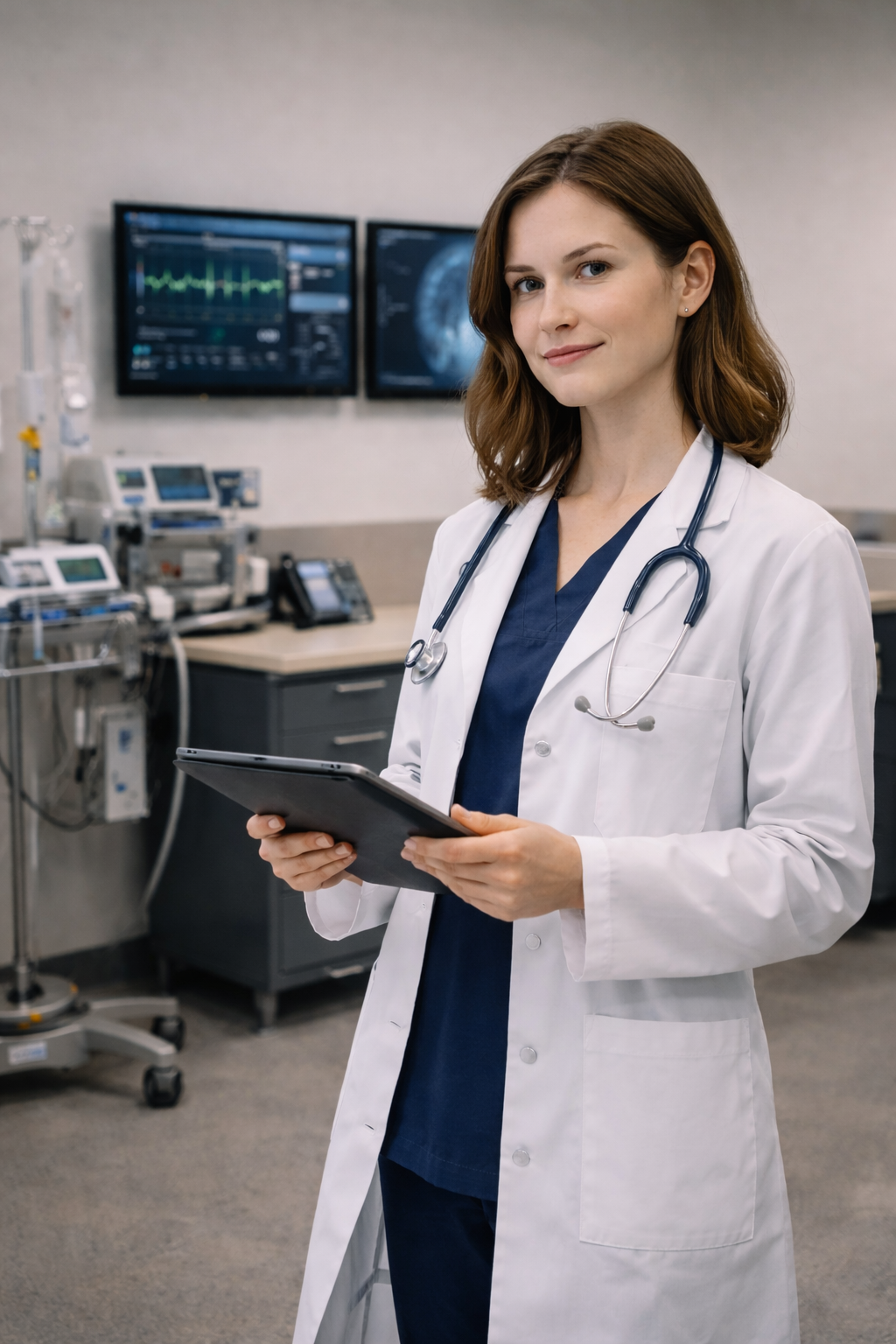 Modern healthcare environment with clean clinical design and advanced technology systems
